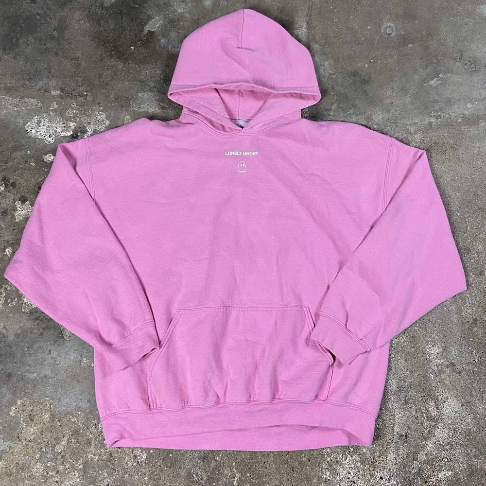 Lonely Ghost Hoodie Size XL Pink Pullover "Text Me When You Get Home" Graphic